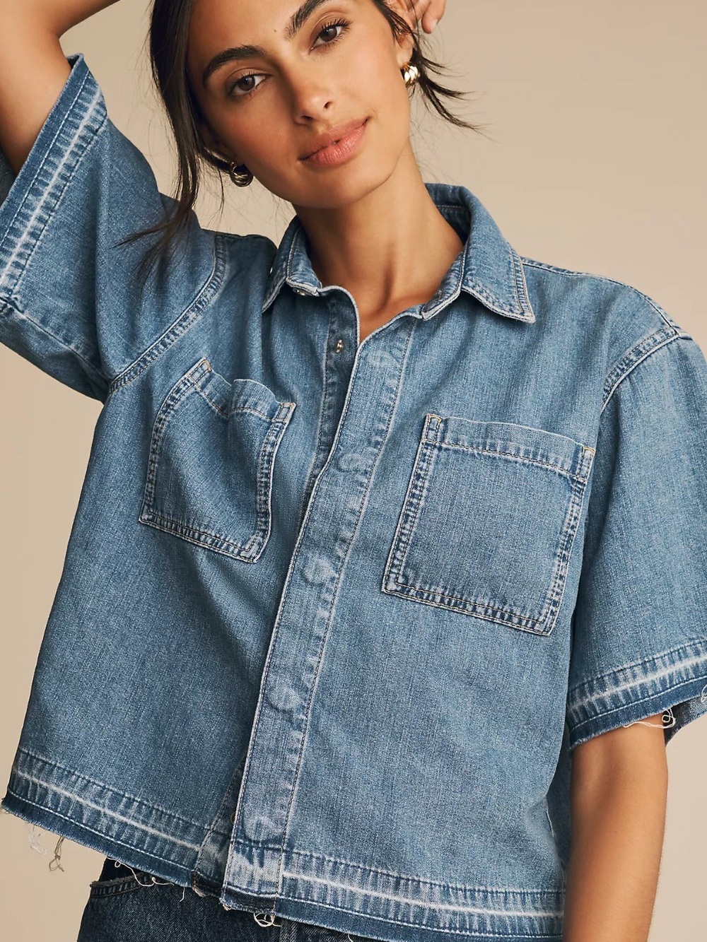 Pilcro Light Blue Denim Shirt - Picture 2 of 5
